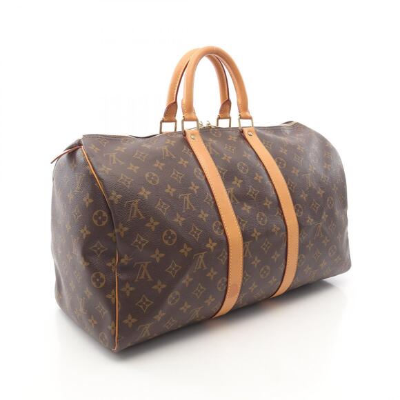 Louis Vuitton Keepall Monogram Boston Bag Canvas Leather Brown main image 6